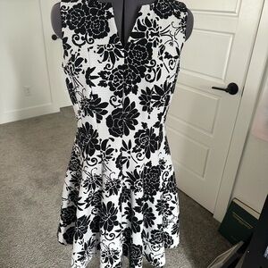 Danny & Nicole Black and White Fit and Flare Mini Dress